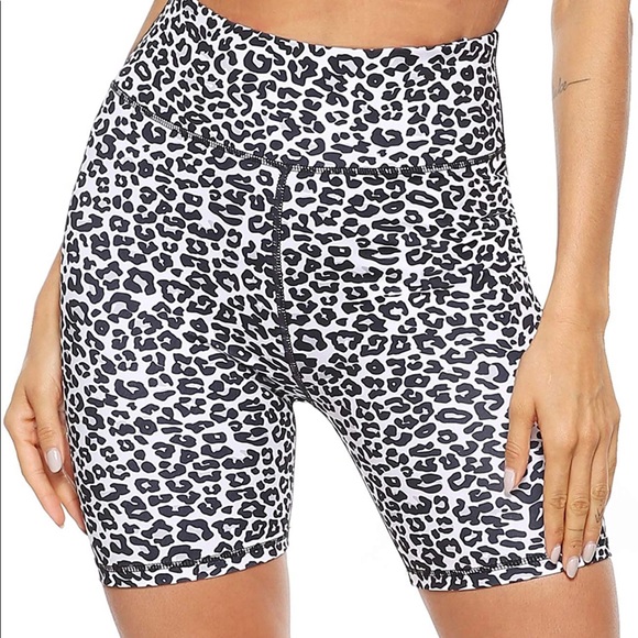 Shorts | Persit Biker Shorts White Leopard Print | Poshmark
